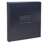 Exacompta - Réf. 16008E - Album photos livre PRESTIGE - 60 pages noires - feuillets intercalaires cristal - 300 photos - 29 x 32 cm - couverture papier pelliculé - grain imitation croco Bleu