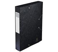 Exacompta - Réf. 16016H - 10 boites de classement avec élastiques CARTOBOX - livrées à plat - dos de 6 cm - carte lustrée 7/10ème - 600g/m² - dimensions 25x33cm - format à classer A4 - coloris noir