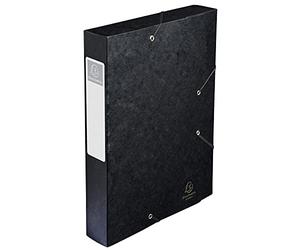 Exacompta - Réf. 16016H - 10 boites de classement avec élastiques CARTOBOX - livrées à plat - dos de 6 cm - carte lustrée 7/10ème - 600g/m² - dimensions 25x33cm - format à classer A4 - coloris noir