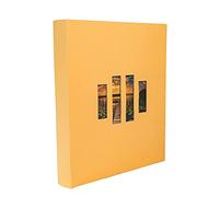 Exacompta - Réf. 16073E - Album photos livre MILANO - 300 photos - 60 pages noires - format 29 x 32 cm - couverture en papier orange effet textile - fenêtre de personnalisation - certifié FSC