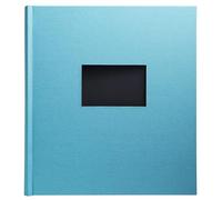 Exacompta Album photo Pop'N Co – 300 photos, 29×32 cm, couverture tissu cyan, fenêtre personnalisable