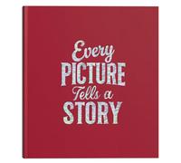 Exacompta - Réf. 16091E - Album photos livre LETTRES - 60 pages noires - feuillets intercalaires cristal - 300 photos - 29 x 32 cm - couverture en papier pelliculé brillant effet similicuir - Rouge