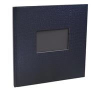 Exacompta - Réf. 16108E - Album photos livre PRESTIGE - 30 pages noires - 60 photos - format 25 x 25 cm - couverture papier pelliculé - grain imitation croco Bleu