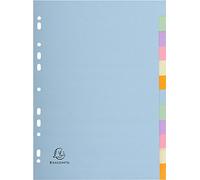 Intercalaires neutres A4 Exacompta Forever carte recyclée colorée 12 onglets - 1 jeu