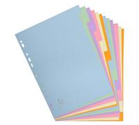 Exacompta - Réf. 1612SE - Pack de 5 jeux d'intercalaires en carte pastel recyclée 170g/m2 avec 12 onglets neutres - Format à classer A4 - Dimensions 22,5 x 29,7 cm - Forever