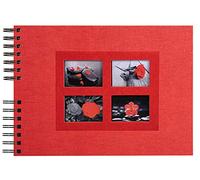 Exacompta - Réf. 16245E - Album Photos à Spirales Passion rouge - 150 photos - 50 Pages Noires - Format 32 x 22 cm - Album déco papier couverture effet bi-matière rouge