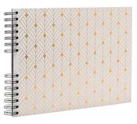 Exacompta - Réf. 16297E - Album photos spiralé NeoDeco - 150 photos - 60 pages noires - format 32 x 22 cm - couverture en carton recouvert de papier texturé blanc avec effet brillant