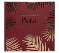 Exacompta - Réf. 16308E - Album photos Livre PALMA - 60 photos - 30 Pages Noires - Format 25x25 cm - couverture papier coloré rouge avec des effets brillants et un motif de feuille de palmier