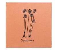 Exacompta - Réf. 16346E - Album photos livre SUMMERTIME - 30 pages noires - 60 photos - format 25 x 25 cm - couverture en papier lisse Orange avec timbrage de palmiers en noir brillant