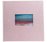 Exacompta - Réf. 16357E - Album Photos Livre Skandi - 60 Photos - 30 Pages Blanches - Format 25 x 25 cm - Couverture Aspect Velours Nude - fenêtre de Personnalisation avec visuel Paysage de Vacances