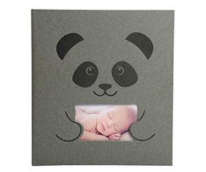 Exacompta - Réf. 16561E - 1 Album photos livre 60 pages noires ZEPHIRE - Format 29 x 32 cm - couverture papier Gris motif PANDA - effet bi-matière - 300 photos