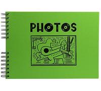 Exacompta - Réf. 16784E - Album photos spiralé Musicart vert - 150 photos - 50 pages noires - format 32 x 22 cm - couverture de couleur vert avec marquage noir design
