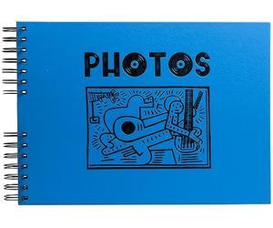 Exacompta - Réf. 16785E - Album photos spiralé Musicart bleu - 150 photos - 50 pages noires - format 32 x 22 cm - couverture de couleur bleu avec marquage noir design