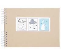 Exacompta - Réf. 16808E - Kit Scrapbooking - Album 50 pages blanches couverture faune - 2 pochoirs - 2 planches de stickers - 2 planches de coins autocollants - 6 feutres encre pastel