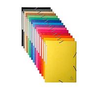 Exacompta - Chemise 3 Rabats Et Élastique Monobloc En Carte Lustrée 5/10e - 24x32 Cm - Assortis - Lot De 50