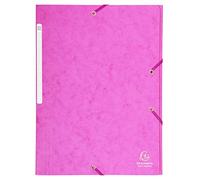 Exacompta - Réf. 17108H - Carton de 25 chemises à élastiques - pochettes 3 rabats Maxi capacity - en carte lustrée - dimensions 24 x 32 cm pour documents au format A4 - couleur rose