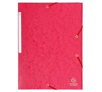Exacompta - Réf. 17109H - Carton de 25 chemises à élastiques - pochettes 3 rabats Maxi capacity - en carte lustrée - dimensions 24 x 32 cm pour documents au format A4 - couleur rouge