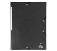 Exacompta - Réf. 17116H - Carton de 25 chemises à élastiques - pochettes 3 rabats Maxi capacity - en carte lustrée - dimensions 24 x 32 cm pour documents au format A4 - couleur noir