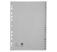 Exacompta - Réf. 1720B - Carton de 25 Intercalaires imprimés alphabétiques PP recy ris A-Z (alphabet allemand) - 20 positions - A4 - Gris