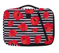 Exacompta - Réf. 17213E - 1 Housse ordinateur compatible avec PC de 13-14 pouces - poignée rétractable - petite poche à l'avant - fermeture zippée sur 2 côtés - en tissu recyclé - Coquelicot