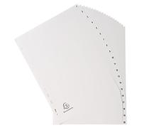 Exacompta - Réf. 1721E - Carton de 20 intercalaires gris en polypropylène recy vec 20 onglets imprimés numériques de 1 à 20 - Format à classer A4 - Dimensions 22,5 x 29,7 cm - certifiés Ange Bleu