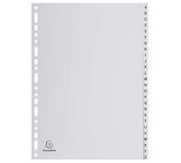 Exacompta - Réf. 1726E - Intercalaires gris en polypropylène recyclé avec 26 onglets imprimés alphabétiques de A à Z - Format à classer A4 - Dimensions 22,5 x 29,7 cm - certifiés Ange Bleu