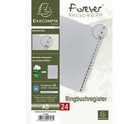 Exacompta - Réf 1743B - Intercalaires en polypropylène gris - 24 touches imprimées - alphabet allemand - adapté pour un classement de documents au format A5 - polypropylène recyclé