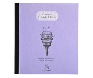 Exacompta - Réf. 174E - 1 Carnet de recettes de cuisine - Format vertical - Dimensions extérieures : 21 x 19 cm- Papier 110 g/m² légèrement teinté - 80 pages