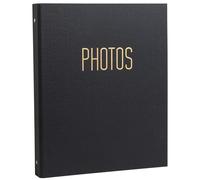 Exacompta - Réf. 17601E - Album photo classeur Office By Me - 120 photos - 60 pages noires - format 32 x 26 cm - couverture en papier texturé avec reflets brillants - marquage or - couleur noir