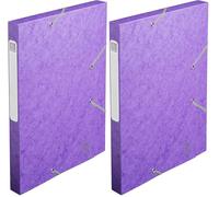 Exacompta Réf. 18515H - 1 boîte de classement avec élastiques CARTOBOX - Livrée à plat - Dos de 2,5 cm - Carte lustrée 5/10ème - 400g/m² - Dimensions 25x33cm - Format à classer A4 - Coloris violet