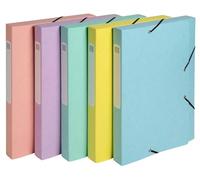 Exacompta - Réf. 18560E - 10 boites de classement avec élastiques CARTOBOX - livrée à plat - dos de 2,5 cm - en carte lustrée Aquarel - dimensions 25 x 33 cm - pour A4