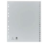 Exacompta - Réf. 1920B - Carton de 25 Intercalaires imprimés alphabétiques PP recy ris - AZ (alphabet allemand) 20 positions - A4 Maxi - Gris