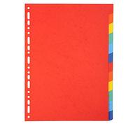 Exacompta Intercalaires Réf. 2012E, carte recyclée 220 g/m² coloris vifs, 12 onglets neutres, A4