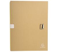 Exacompta - Réf. 20225E - Carton de 10 chemises à dos extensible en papier kraft - dos extensible jusqu'à 13 cm - fermeture par sangle - dim 24 x 32 cm - pour documents au format A4 - couleur grège