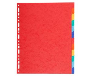 Exacompta - Réf. 2112E - Carton de 25 Intercalaires en carte coloris vifs recy 220g/m2 avec 12 onglets neutres - Format à classer A4 maxi - Dimensions 24,5 x 29,7 cm