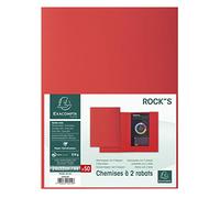 Exacompta - Réf. 216012E - Paquet de 50 chemises rigides avec 2 rabats ROCK''S 210 g/m² - couleurs vives - chemises certifiées PEFC™ - dimensions 24 x 32 cm pour documents format A4 - couleur rouge