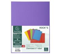Exacompta - Réf. 218008E - Carton de 5 paquets de 50 chemises rigides avec 1 rabat ROCK''S 210 g/m² - couleurs vives - chemises certifiées PEFC™ - dim 24 x 32 cm pour format A4 - couleur violine