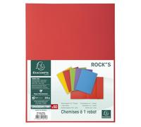 Exacompta - Réf. 218012E - Carton de 5 paquets de 50 chemises rigides avec 1 rabat ROCK''S 210 g/m² - couleurs vives - chemises certifiées PEFC™ - dim 24 x 32 cm pour format A4 - couleur rouge