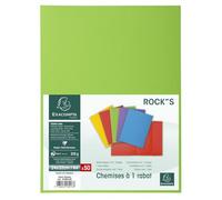 Exacompta - Réf. 218013E - Carton de 5 paquets de 50 chemises rigides avec 1 rabat ROCK''S 210 g/m² - couleurs vives - chemises certifiées PEFC™ - dim 24 x 32 cm pour format A4 - couleur vert