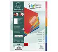 Exacompta - Réf. 2206E - Intercalaires en carte lustrée 225g/m2 FSC® avec 6 onglets neutres en couleurs - renforcés et plastifiés - Bande de perforation renforcée - Format à classer A4