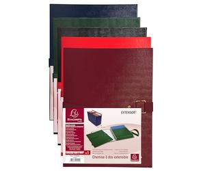 Exacompta - Réf. 22090E - Carton de 10 chemises à dos extensible balacron Extensor - 1 rabat - fermeture par scratch et boucle métallique - capacité 1200 feuilles - dim 24x32 cm - couleurs assorties