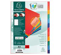 EXACOMPTA Intercalaires Carte lustrée 225g avec onglets renforcés - 12 positions - A4 - Couleurs assorties