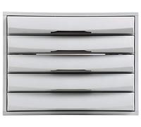 Exacompta - Réf. 222040D - THE BOX - Caisson 5 tiroirs fermés pour document A4+ - Dimensions extérieures : Profondeur 38,70 x largeur 28,4 x Hauteur 21,8 cm - Gris lumière