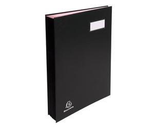 Exacompta - Réf. 22240E - Carton de 5 parapheurs direction - dos à soufflets toilé - porte-étiquette - couverture plastifiée - 24 compartiments en carte rose - 3 perforations - 24x32 cm - assorties
