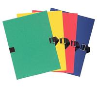 Exacompta - Réf. 223200E - Carton de 10 chemises à dos extensible en papier toilé couleur - fermeture par sangle - avec rabat en pied - boucle à coulisseau cranté - dim 24 x 32 cm - couleurs assorties