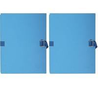 Exacompta - Réf. 223220E - 1 chemise à dos extensible en papier toilé couleur - fermeture par sangle - avec rabat en pied - boucle à coulisseau cranté - dim 24 x 32 cm - couleur bleu clair (Lot de 2)