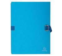 Exacompta - Réf. 223220E - Carton de 10 chemises à dos extensible en papier toilé couleur - fermeture par sangle - avec rabat en pied - boucle à coulisseau cranté - dim 24 x 32 cm - bleu clair