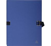 Exacompta - Réf. 223229E - Carton de 10 chemises à dos extensible en papier toilé couleur - fermeture par sangle - avec rabat en pied - boucle à coulisseau cranté - dim 24 x 32 cm - couleur bleu foncé