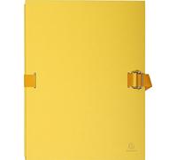 Exacompta - Réf. 223235E - Carton de 10 chemises à dos extensible en papier toilé couleur - fermeture par sangle - avec rabat en pied - boucle à coulisseau cranté - dim 24 x 32 cm - couleur jaune