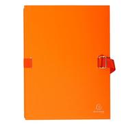 Exacompta - Réf. 223245E - Carton de 10 chemises à dos extensible en papier toilé couleur - fermeture par sangle - avec rabat en pied - boucle à coulisseau cranté - dim 24 x 32 cm - couleur orange